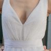 ⁦דגם 2011 שמלת כלה חריזה צפופה בחלק עליון ושסע בחצאית שיפון עם תלתל.מידה M⁩ – תמונה ⁦4⁩