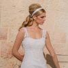 ⁦דגם 1104- שמלת כלה בעיצוב תחרת וינטג' לבן M-L⁩ – תמונה ⁦2⁩